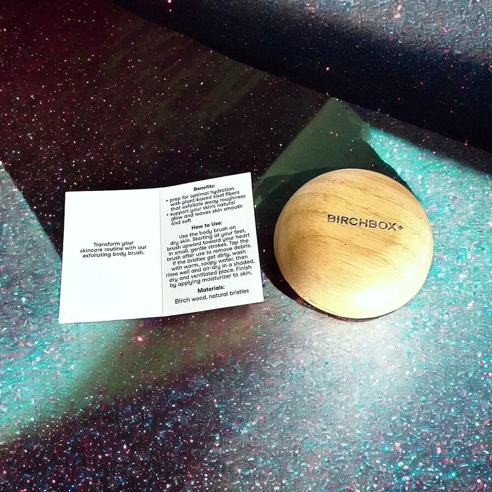 Birchbox Wooden Body Brush with Birchbox Logo New In Package